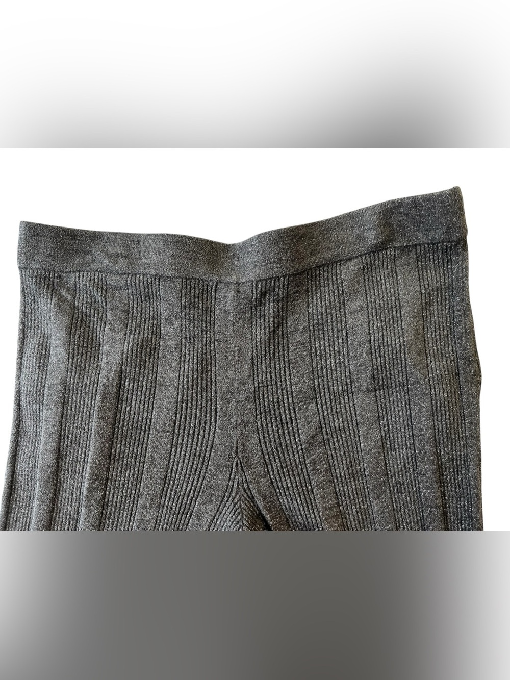 Barefoot Dreams CozyChic Ultra Lite Lurex Rib Wide Leg Pant Carbon Gray 1X - Picture 4 of 14